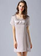 Oasap Pure Mulberry Silk Short Sleeve Nighgown