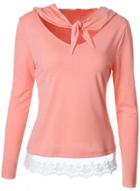 Oasap Long Sleeve Lace Splicing Hooded T-shirt