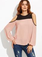 Oasap Round Neck Off Shoulder Long Sleeve Blouses