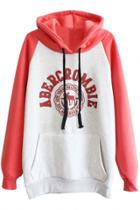 Oasap Patch Pocket Color Block Graphic Hoodie