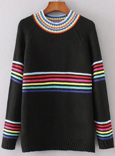 Oasap Crew Neck Drop Shoulder Seam Sweater