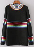 Oasap Crew Neck Drop Shoulder Seam Sweater