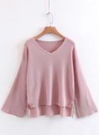 Oasap V Neck Batwing Sleeve Solid Pullover Sweaters