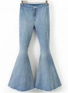 Oasap Fashion Solid Denim Bell-bottoms Pants