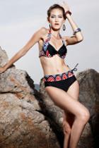 Oasap Waved Print Halterneck Dress Style Bikini