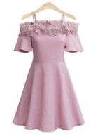 Oasap Spaghetti Strap Off Shoulder Lace Hem Dresses