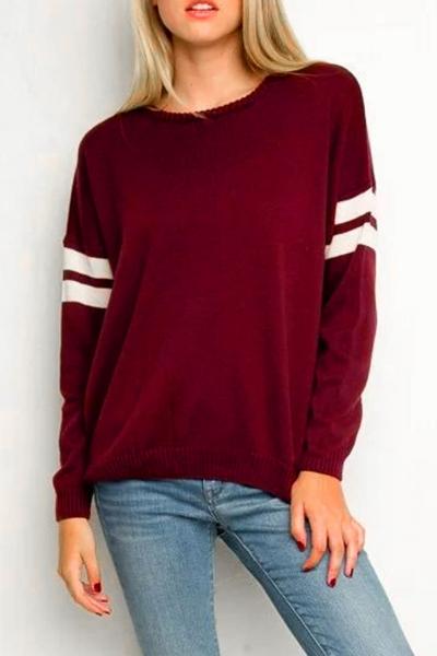 Oasap Fashion O Neck Striped Pattern Sweater