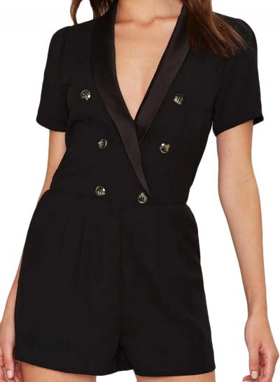Oasap Women's Fashion Deep V Neck Double Breasted Short Romper