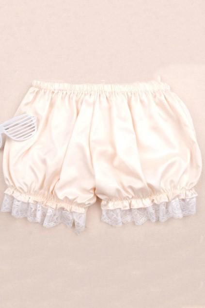 Oasap Shiny Balloon Shorts With Lace Hemline