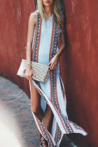 Oasap National Wind Print Slit Sleeveless Maxi Dress