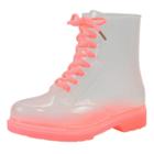 Oasap Solid Color Round Toe Lace Up Rain Boots