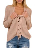 Oasap Women's Casual Lace Up Front Ribbed Knit Sweater