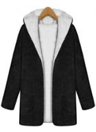 Oasap Hooded Long Sleeve Solid Color Coat