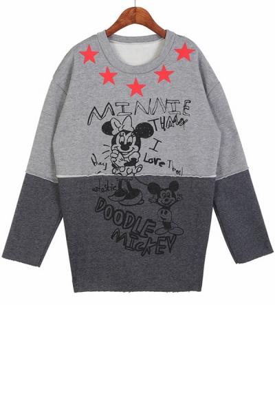 Oasap Paneled Cartoon Fleece Sweatshirt