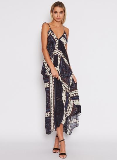 Oasap V Neck Sleeveless Boho Irregular Dress