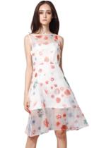 Oasap Sweet Floral Printed Sleeveless Dress