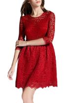 Oasap Women's Solid Crochet Lace A-line Cocktail Party Dress