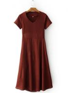 Oasap V Neck Back Hollow Out Drawstring Waist Dress