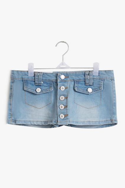 Oasap Washed Single Breasted Mini Denim Skirt
