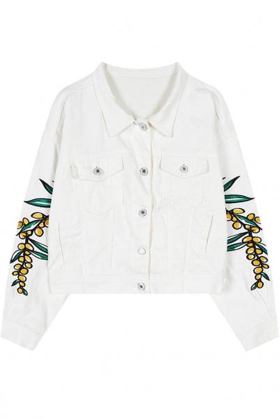 Oasap Sweet Embroidered Button Down Woman Coat