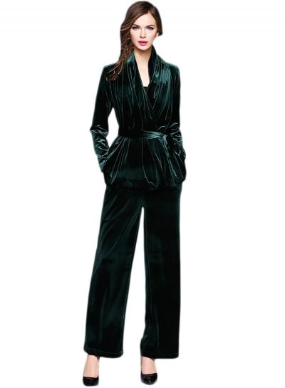 Oasap Fashion Long Sleeve Top And Pant Velvet Set