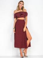 Oasap Fashion 2 Piece Polka Dots Skirt Set
