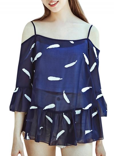 Oasap Women Fashion Off Shoulder 3/4 Sleeve Summer Blouse
