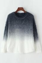 Oasap Fashion Gradient Ramp Mohair Knit Sweater