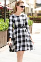 Oasap Vintage Plaid Round Neck A-line Dress