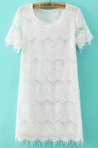 Oasap Sweet Short Sleeve Lace Mini Dress