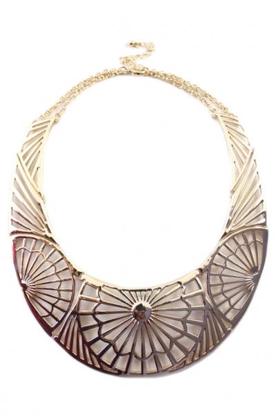 Oasap Desirable Solid Golden Round Hollow Out Necklace