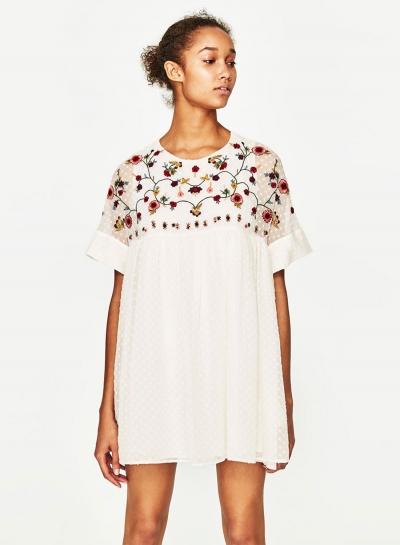 Oasap Floral Embroidery Backless Mini Dress