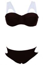 Oasap White Brown Molded Bikini Swimsuit