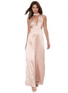 Oasap Halter Hollow Out Sleeveless Backless Solid Jumpsuit