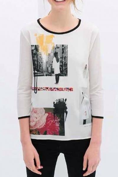 Oasap City Memory Paneled Chiffon Blouse