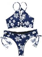 Oasap 2 Piece Floral Halter Bandeau Side Tie Bottom Bikini Set