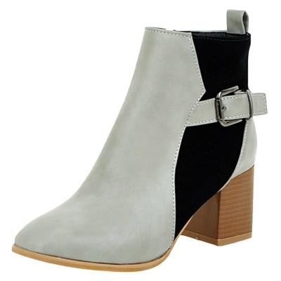 Oasap Plush Square Toe Side Zipper Ankle Boot