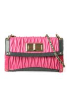 Oasap Candy Colored Wrinkled Chain Shoulder Bag