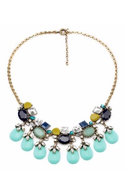 Oasap Color Block Layered Bib Necklace