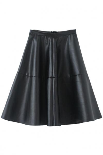 Oasap Street-chic Flounced A-line Pu Skirt