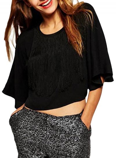 Oasap Women's Chic Loose Fit Top With Tasseled