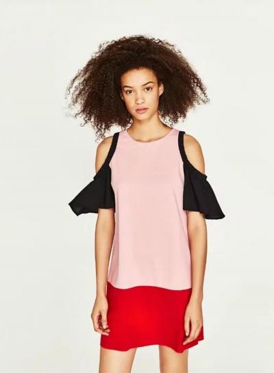 Oasap Color Block Off Shoulder Dress