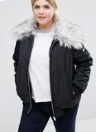 Oasap Women's Plus Size Faux Fur Collar Jacket