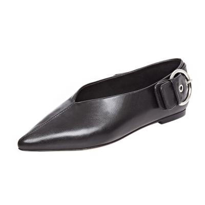 Oasap Pointed Toe Low Heels Buckle Strap Shoes