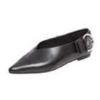 Oasap Pointed Toe Low Heels Buckle Strap Shoes