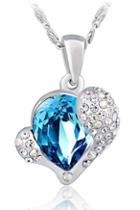 Oasap Heart Shaped Pendant Necklace With Swarovski Crystal Embellishment