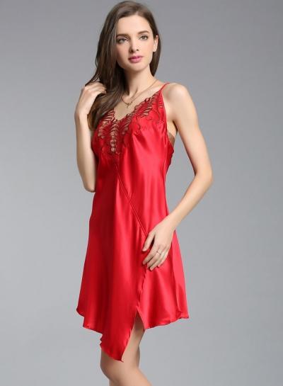 Oasap Hot Pure Mulberry Silk V Neck Nightgown