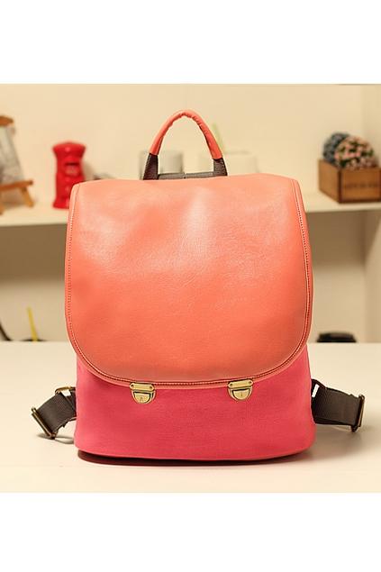 Oasap Color Block Press Stud Satchel Bag