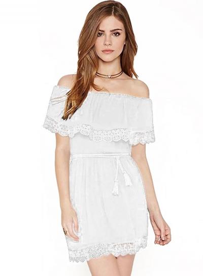 Oasap Off The Shoulder Short Sleeve Mini Party Dress