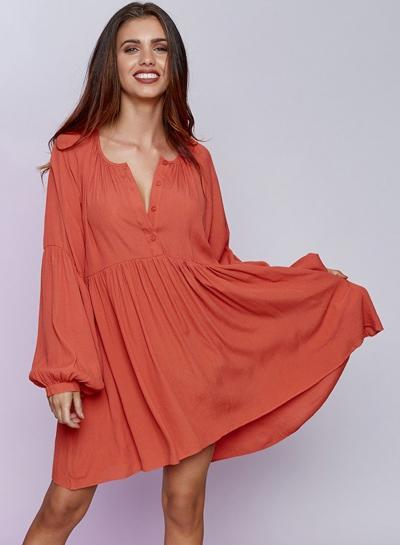 Oasap Fashion Loose Lantern Sleeve Mini Dress